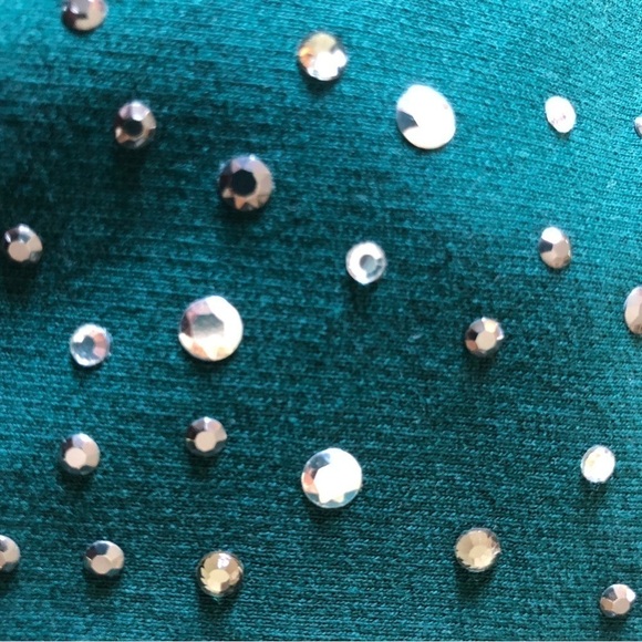 Dream Jeanne’s By Quacker Factory Studded Stretch Jean Jacket Sz L Dk Green - Picture 3 of 11